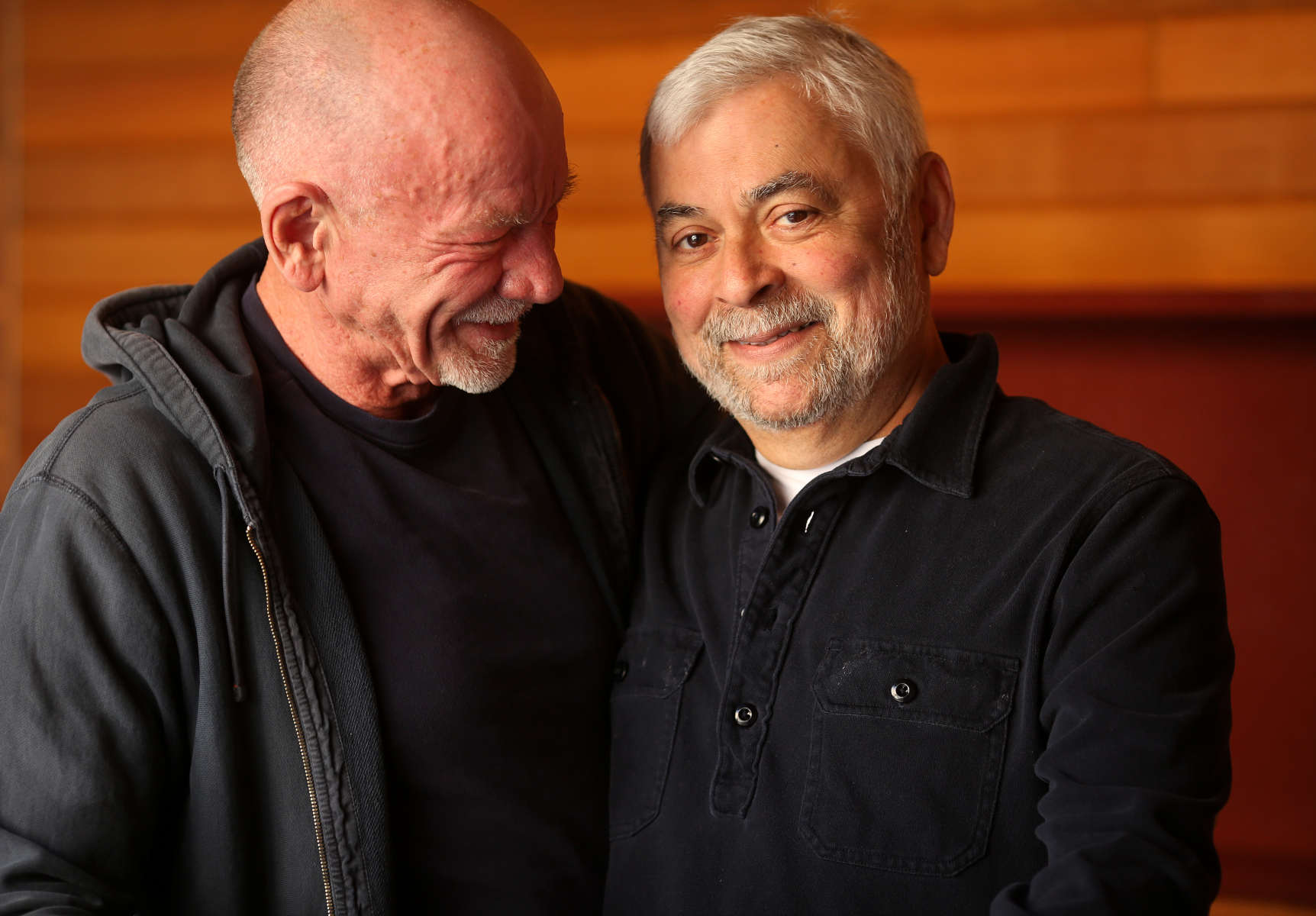 Art Johnston, 69, left, and his partner Jose Pena, 69, are pictured at Sidetracks in Chicago. The two, who have been together for 39 years and own the bar together, have a civil union. "I didn't think it would change anything," said Johnston on getting a civil union. "But it did. It's different."   : People : Madison | Milwaukee | Chicago | Writer | Photographer | Keri Wiginton | Portrait photography | Travel | Corporate | Photojournalist | Editorial | Environmental